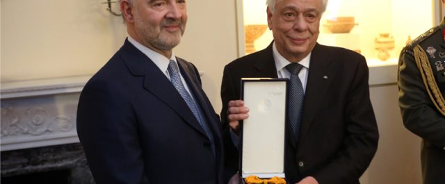 Οι δηλώσεις Παυλόπουλου Μοσκοβισί μετά την παρασημοφόρηση του Γάλλου επιτρόπου