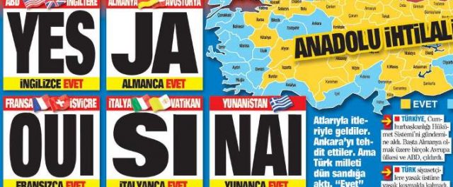 Τουρκική εφημερίδα κυκλοφόρησε με το “Ναι” στα ελληνικά!
