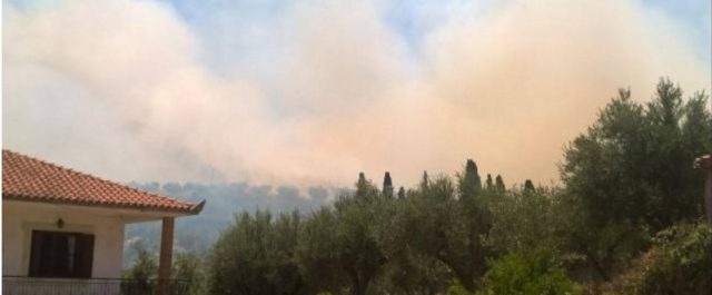 Κορώνη: Οι πυροσβέστες έσωσαν σπίτι, αλλά πνέουν ισχυροί άνεμοι