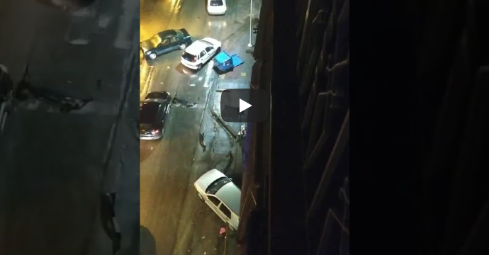 Οδηγός έφυγε σαν κύριος… αφού “σάρωσε” κάδους και σταθμευμένα αυτοκίνητα… (vid)