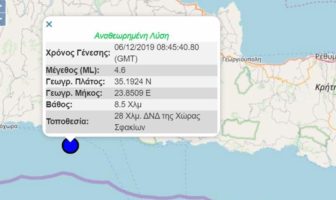 Σεισμός 4,6 Ρίχτερ στην Κρήτη