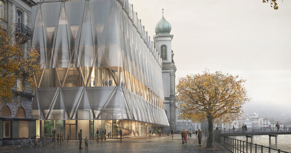 Διαφανές ριντώ καλύπτει το νέο θέατρο της Λουκέρνης