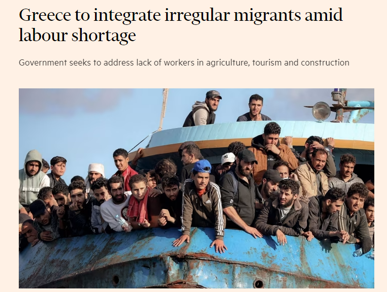 Financial Times: Η Ελλάδα σχεδιάζει να ενσωματώσει 300.000 μετανάστες λόγω έλλειψης εργατικών&hellip;