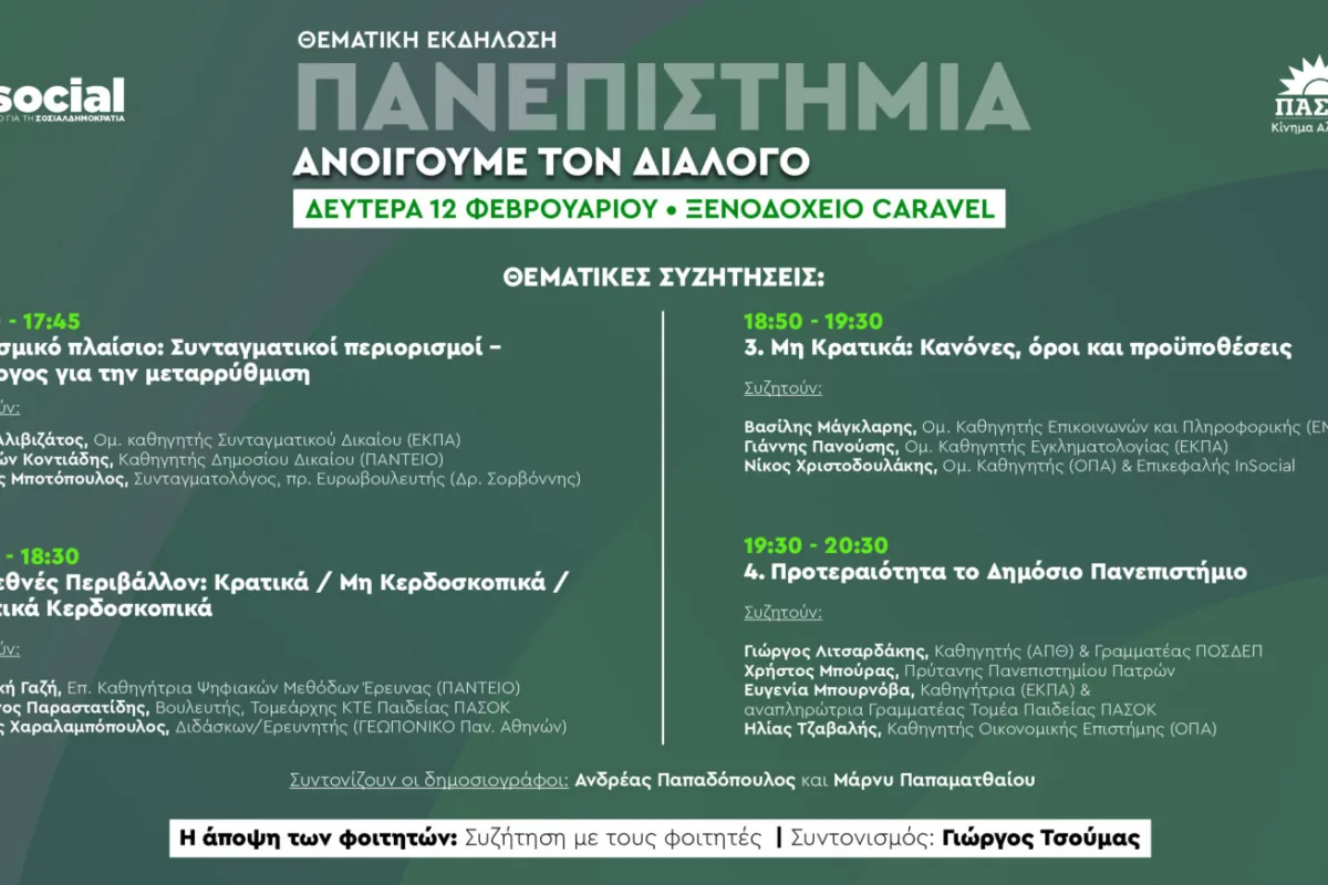 Ημερίδα του INSOCIAL – Πανεπιστήμια: Ανοίγουμε τον διάλογο