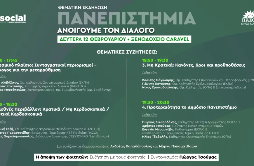 Ημερίδα του INSOCIAL – Πανεπιστήμια: Ανοίγουμε τον διάλογο