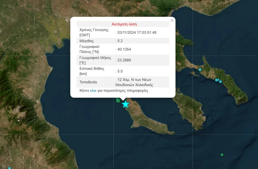 Ισχυρός σεισμός ταρακούνησε Χαλκιδική και Θεσσαλονίκη