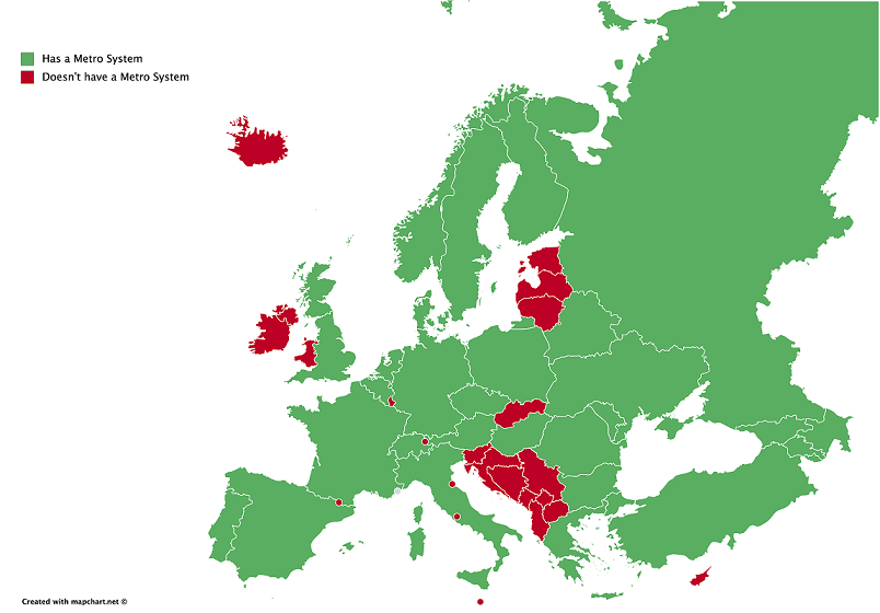 Αυτές είναι οι χώρες της Ευρώπης που δεν έχουν μετρό