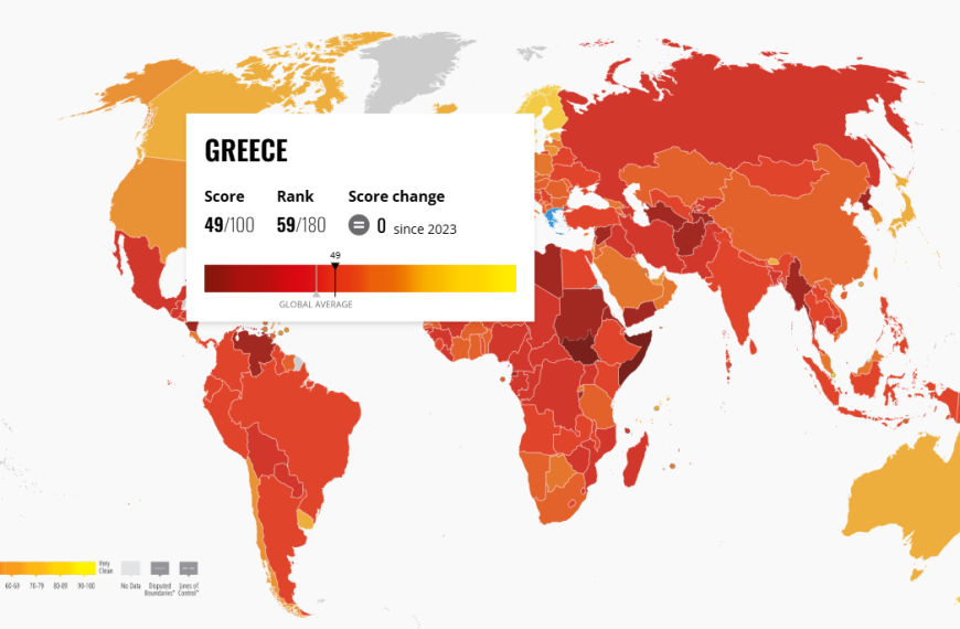 Δείκτης Αντίληψης Διαφθοράς: Ανάμεσα στις πιο διεφθαρμένες χώρες της ΕΕ η Ελλάδα