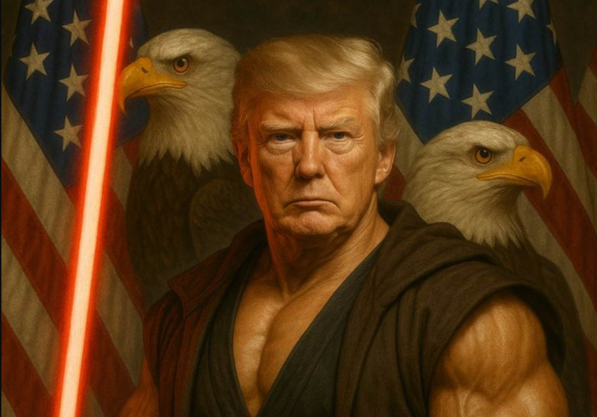 Ο Λευκός Οίκος “γιόρτασε” την Ημέρα Star Wars με AI εικόνα του μυώδους Τραμπ με κόκκινο φωτόσπαθο