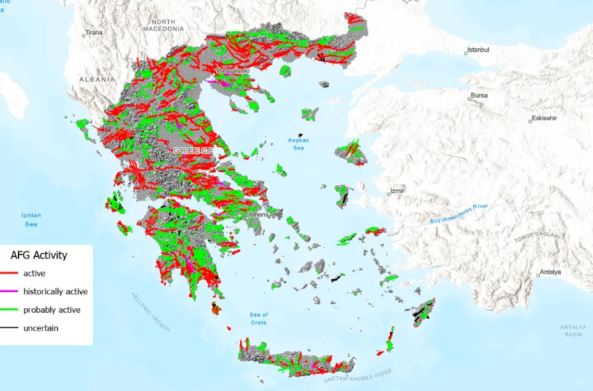 O σεισμικός χάρτης της Ελλάδας: Τα 3.600 ενεργά και πιθανώς ενεργά ρήγματα