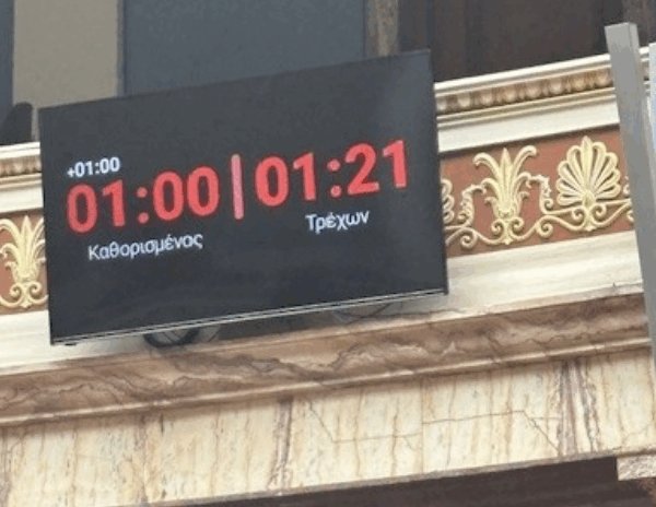 Ο «χρονοκόφτης» των ομιλιών κάνει πρεμιέρα στη Βουλή