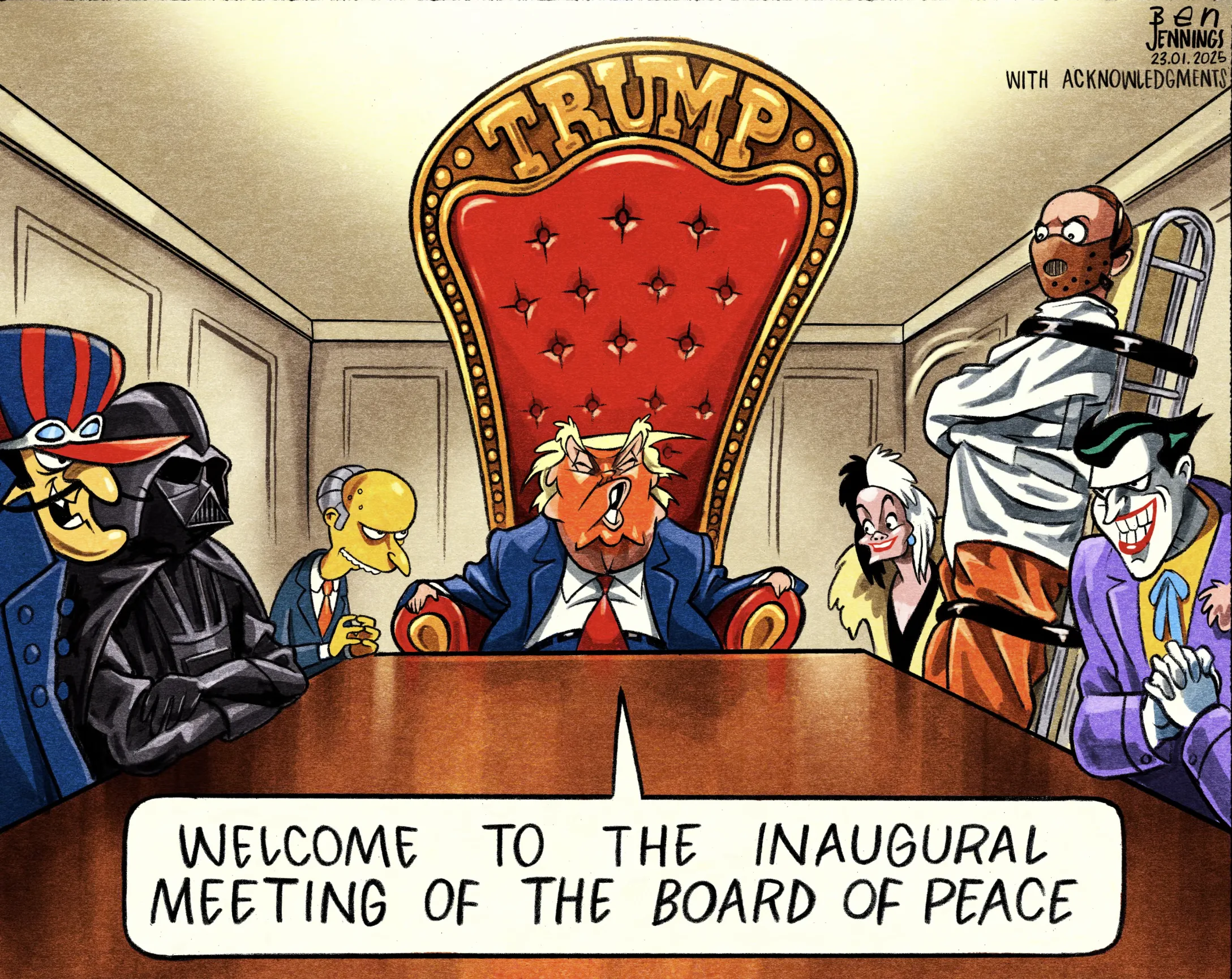 Συμβούλιο Ειρήνης: Η οργουελική ειρωνεία του Ben Jennings για τη νέα διεθνή τάξη πραγμάτων