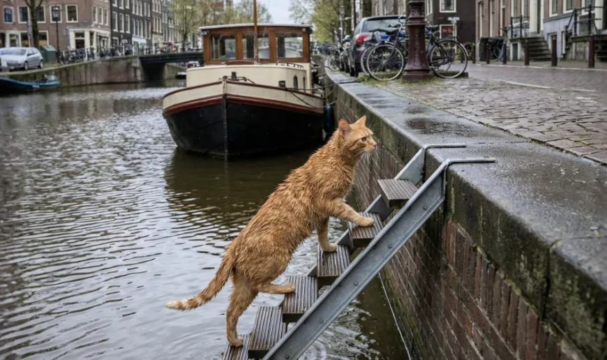 Μαθήματα πολιτισμού: Σκάλες διάσωσης για γάτες στο Άμστερνταμ