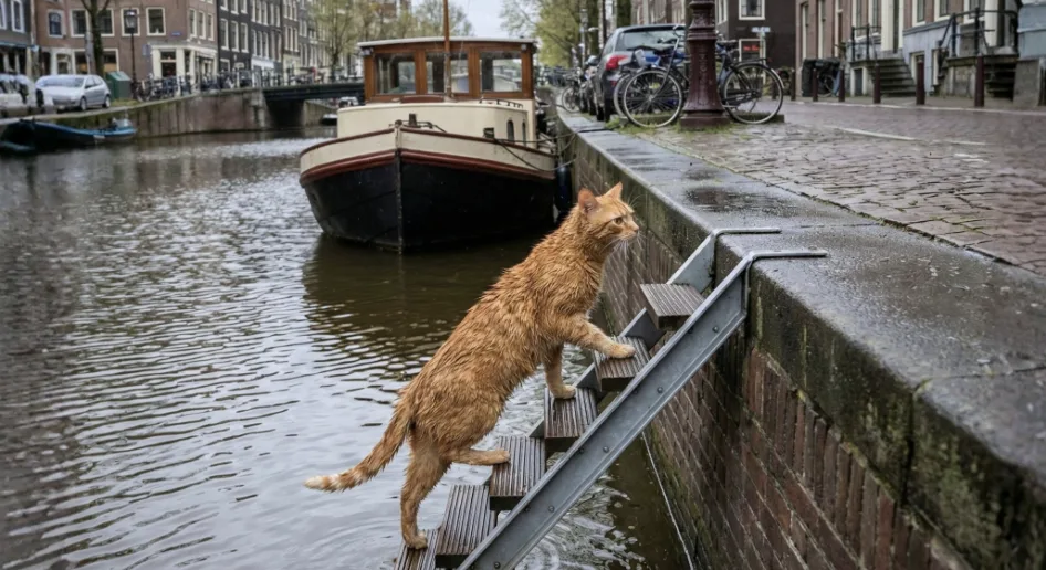 Μαθήματα πολιτισμού: Σκάλες διάσωσης για γάτες στο Άμστερνταμ