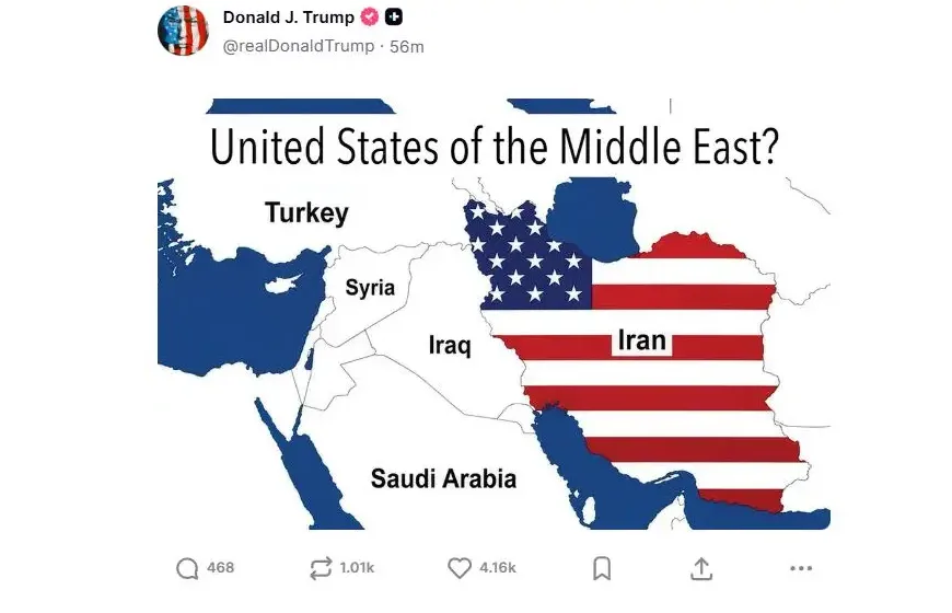 Ντόναλντ Τραμπ: Η ανάρτηση για τις… Ηνωμένες Πολιτείες της Μέσης Ανατολής και οι αντιδράσεις για τις ακατανόητες δημοσιεύσεις του